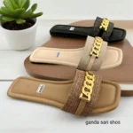 Sandal Wanita Rajut Korea Premium | Flat Empuk Anti Licin | Slip On Casual Elegan | Size 37-40 Hitam Cream Moka