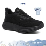 PVN Minji Sepatu Sekolah Hitam Wanita Sneakers Sporty | Sepatu Sekolah Black Back To School Anti Slip Size 35-43
