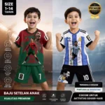 RUANGKIDSS Jersey Bola Anak Piala Dunia | Setelan Baju Bola Anak Laki-Laki Exclusive Dry Fit Brazil | Jersey Negara Size 4-16
